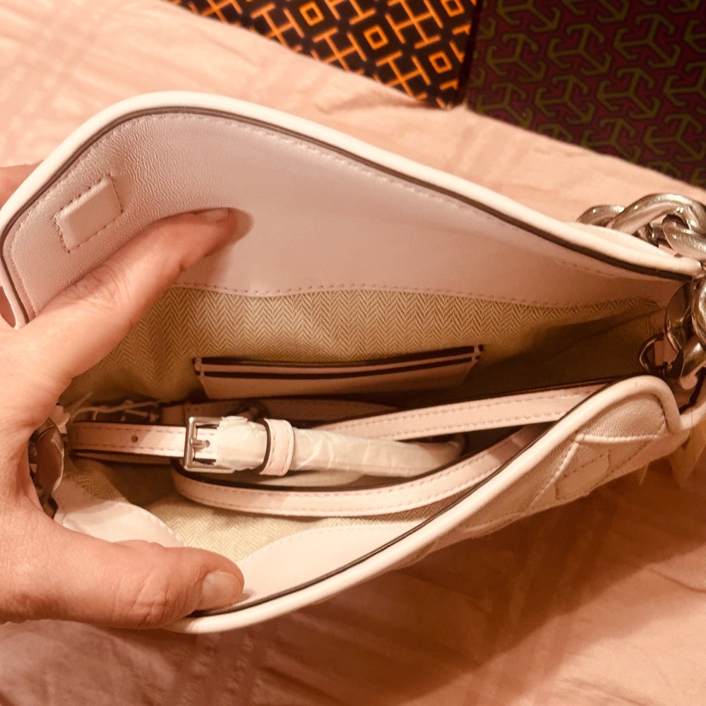 Tory Burch Quilted Shoulder Bag - Light Pink and Silver - Picture 2 of 3